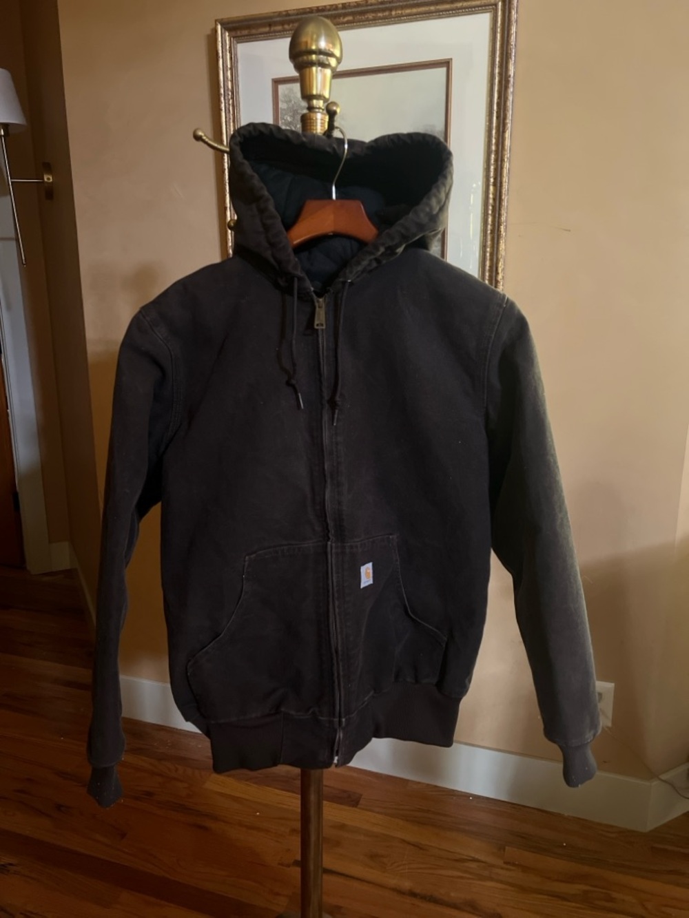 Carhartt Chocolate Brown Hooded Zip Jacket with Kangaroo Pockets